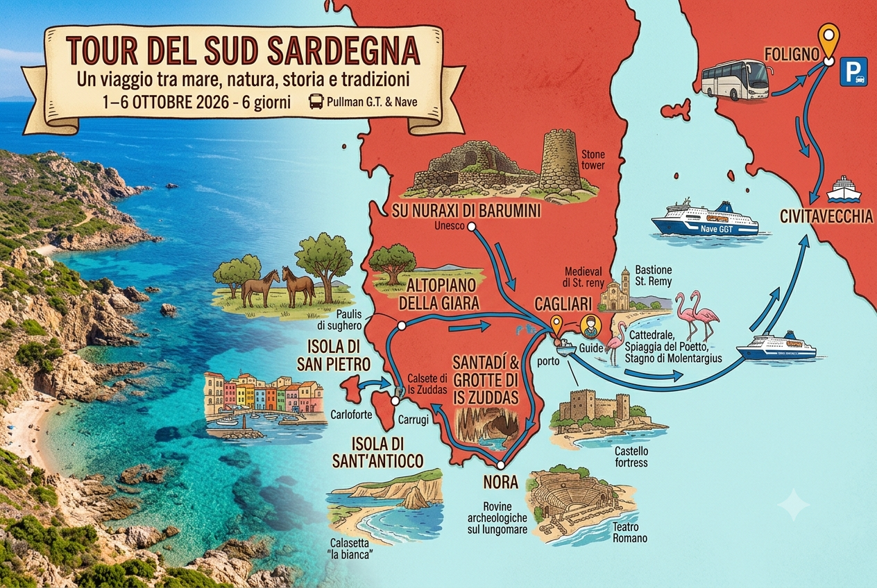 Tour Sud Sardegna 2026 Viaggio di Gruppo 1-6 Ottobre 26